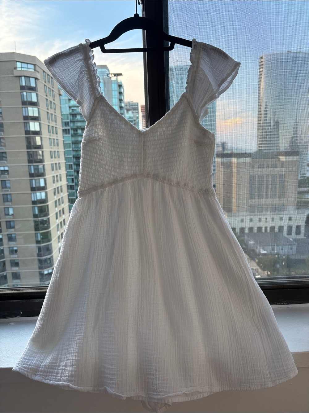 White Smocked Bodice Cotton Dress